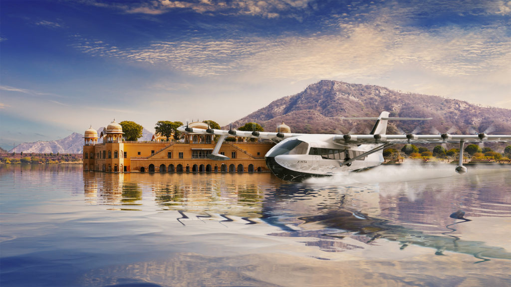 The order for 50 Jekta PHA-ZE 100 electrically powered amphibious aircraft will boost amphibious aircraft operations across India. (Image: Jekta)