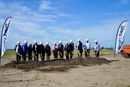 Sheltair officially broke ground at the airport on Tuesday, April 30, to construct a modern private aviation complex
