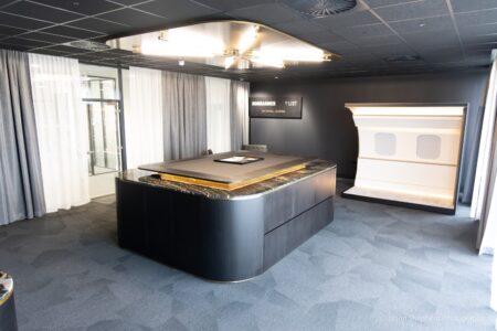 Bombardier and F/LIST has opened a contemporary, 700-sq. ft. Material Lounge at Bombardier’s London Biggin Hill Service Centre located at the London Biggin Hill Airport