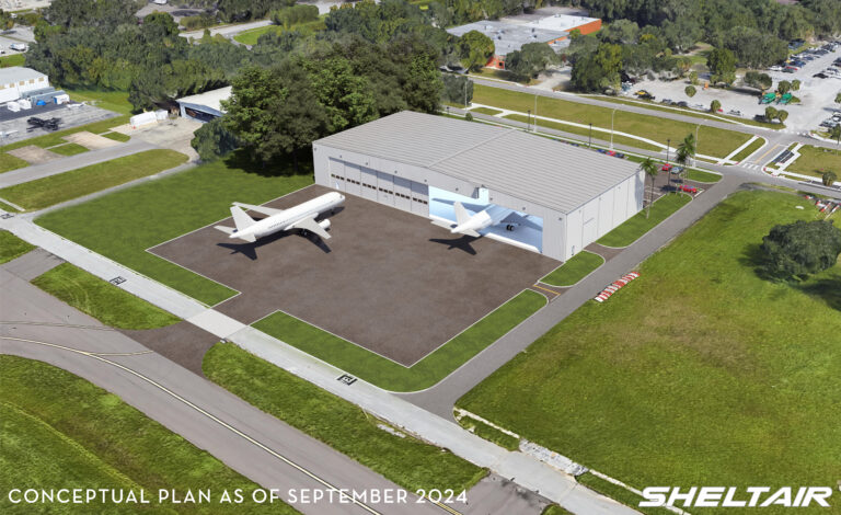 Sheltair Aviation has announced the recent ground-breaking for a new narrow-body size hangar at its Tampa International Airport (TPA) FBO