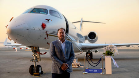 Harry Ackerman, Group CEO with the OPUL Jets Bombardier Global Express at Execujet Middle East