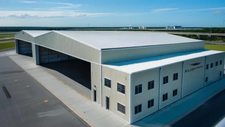 The 30,000-square-foot facility can accommodate aircraft up to Global 8000 and G700 size