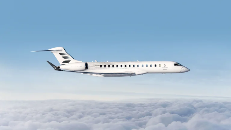 Bombardier is displaying its Global 8000 at a trade show for the first time at the Catarina Aviation Show in Sao Paulo, Brazil